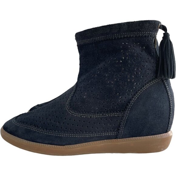Isabel Marant Beslay Wedge Bootie Suede Perforated Cutout - Picture 3 of 8